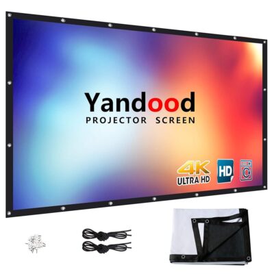 Projector Screen 120 inch 16:9 HD Portable Foldable Silver Black Backing Projection Screen Anti-Crease Movies Screen for Home Outdoor Indoor Theater