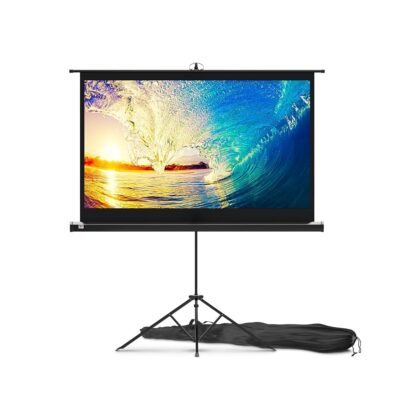 Projector Screen with Stand 60 inch – Indoor and Outdoor Projection Screen for Movie or Office Presentation – 16:9 HD Premium Wrinkle-Free Tripod Screen for Projector with Carry…