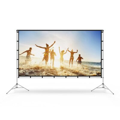 Projector Screen with Stand, Vamvo 100 inch Portable Foldable Projection Screen with Aluminum Alloy Stand Outdoor Movies Screen with Carrying Bag for Home Theater Camping and…