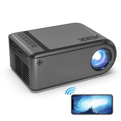 Projector with WIFI, iGRR Mini Projector for Home Theater, Portable Projector 1080P Supported, Movie Projector for Outdoor Use, Compatible with iOS/ Android, Laptop, TV Stick/…