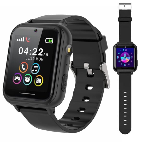 PTHTECHUS Smart Watch for Kids - Boys Girls Smartwatch with 2 Way Phone Need 2G SIM to Call SOS Games Music MP3 Player HD Selfie Camera Calculator Alarm Timer 12/24 Hours for...