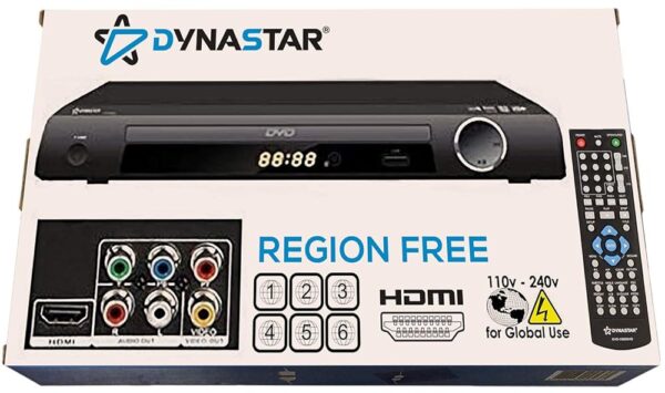 Region Free DVD Player Dynastar DVD-X9000HD with HDMI Output, Includes HDMI Cable, 110-220 - 240 Volts Mutli Region Code Free DVD Player