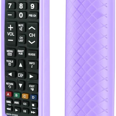 Remote case for Samsung TV Controller, Silicone Remote Cover for BN59-01199F Samsung Remote Control, Smart TV Remote Skin Sleeve Glow in The Dark (Lilac)