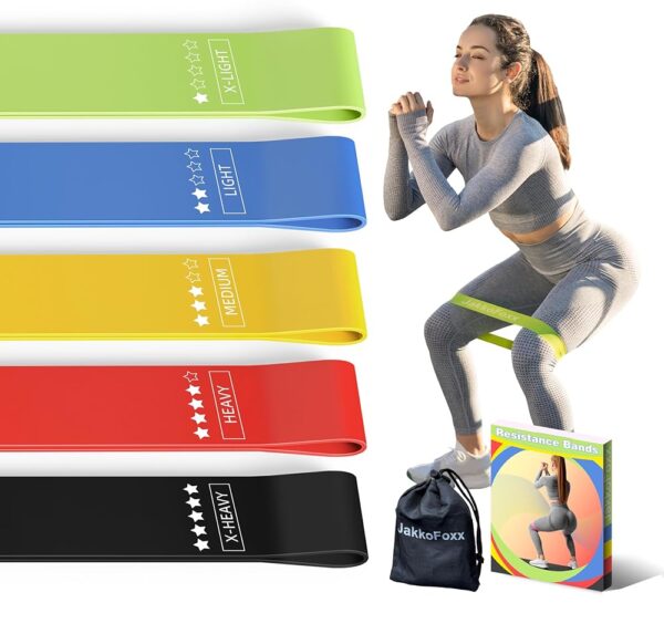 Resistance Loop Exercise Bands, Resistance Bands Exercise Bands for Home Fitness, Stretching, Strength Training, Physical Therapy,Elastic Workout Bands for Women Men Kids, Set of 5