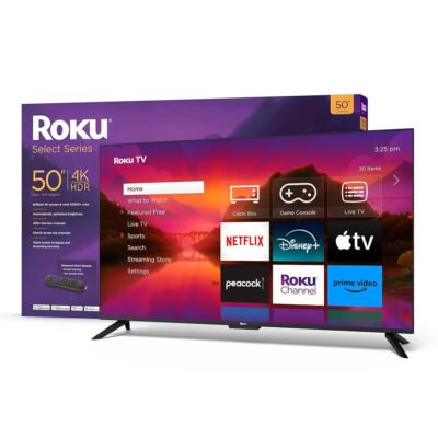 Roku Smart TV – 50-Inch Select Series 4K HDR RokuTV Enhanced Voice Remote, Brilliant 4K Picture, Automatic Brightness, & Seamless Streaming – Live Local News, Sports, Family…