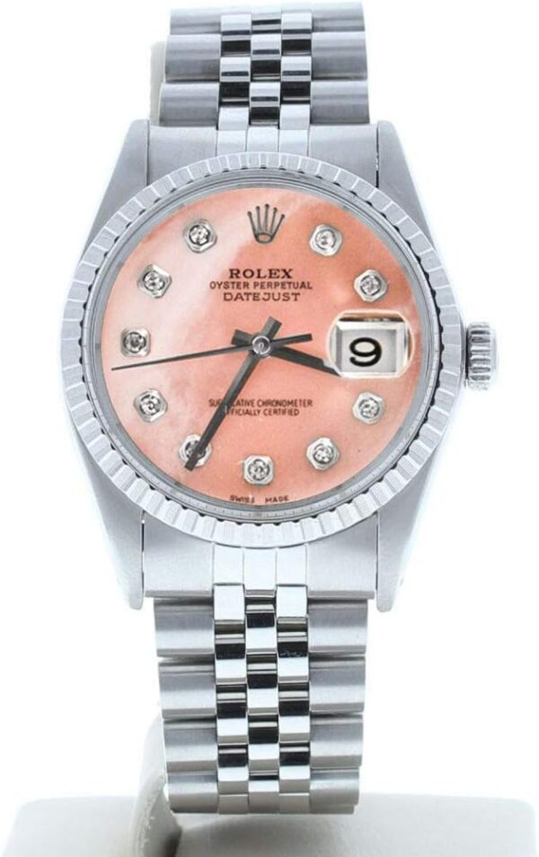 Rolex Mens Datejust 16030 Custom Pink Mother of Pearl Diamond Dial (Certified Preowned)