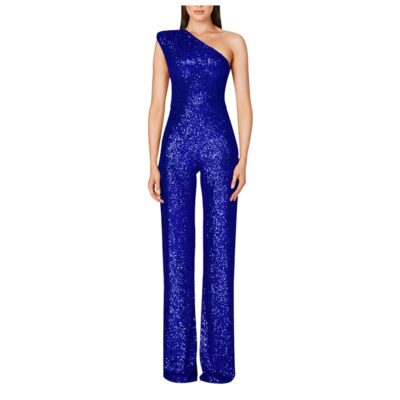 Rompers for Women Sequin Wedding Guest Rompers Sexy Cold Shoulder Ladies Dressy Party Jumpsuit Sparkly Bling Slimming