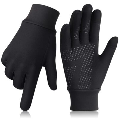 Running Gloves Touchscreen Anti-Slip Gloves Lightweight Fleece Sports Gloves Warm Windproof Winter Glove Liner for Men and Women Outdoor