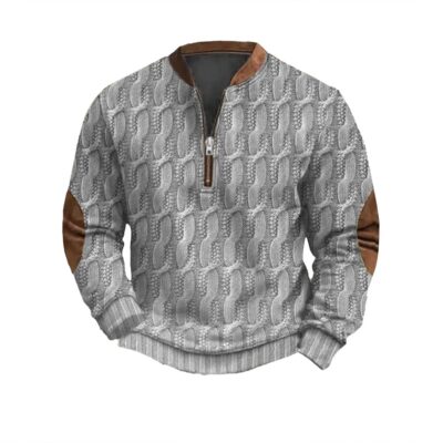 Running Jacket Men,Mens 1/4 Zip Pullover Casual Long Sleeve Mock Neck Pullover Geometric Texture Polo Sweatshirts