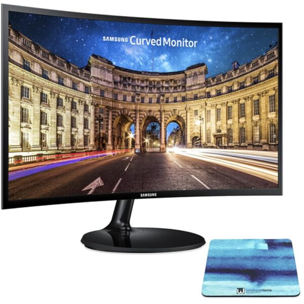 SAMSUNG 24 Inch Curved Computer Monitor, LC24F390FHNXZA LED Screen 60Hz Full HD 1080P Gaming Slim Design for Home and Office use, Wholesalehome Mouse Pad Included Black