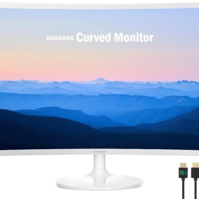 SAMSUNG 27” Curved 1080p Full HD Ultra Slim Computer Monitor, AMD FreeSync, HDMI, VGA, 4ms, VESA Mountable, NLY HDMI Cable, White