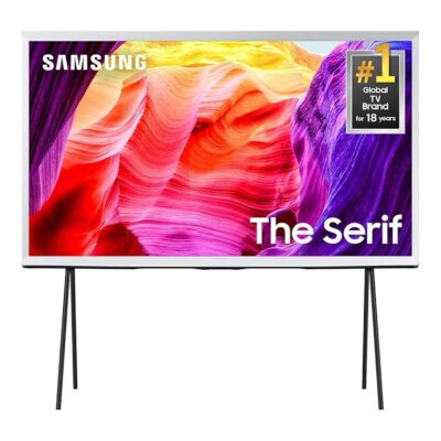 SAMSUNG 55-Inch Class QLED 4K The Serif LS01D Series Quantum HDR Smart TV with 360 L-Shape Design, Anti-Reflection Matte Display, Detachable Easel Stand, Alexa Built-in…