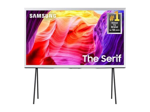 SAMSUNG 55-Inch Class QLED 4K The Serif LS01D Series Quantum HDR Smart TV with 360 L-Shape Design, Anti-Reflection Matte Display, Detachable Easel Stand, Alexa Built-in...