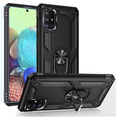 Samsung A71 5G Case,Galaxy A71 5G Case,PUSHIMEI Military Grade Heavy Duty Protection Phone Case Cover with HD Screen Protector Magnetic Ring Kickstand for Samsung Galaxy A71 5G…