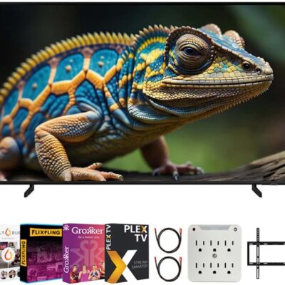 SAMSUNG QN32Q60D 32 Inch QLED 4K Smart TV Bundle with Premiere Movie Streaming Package & TV Setup Bundle with Wall Mount + Surge Adapter + HDMI Cable & More (2024 Model)