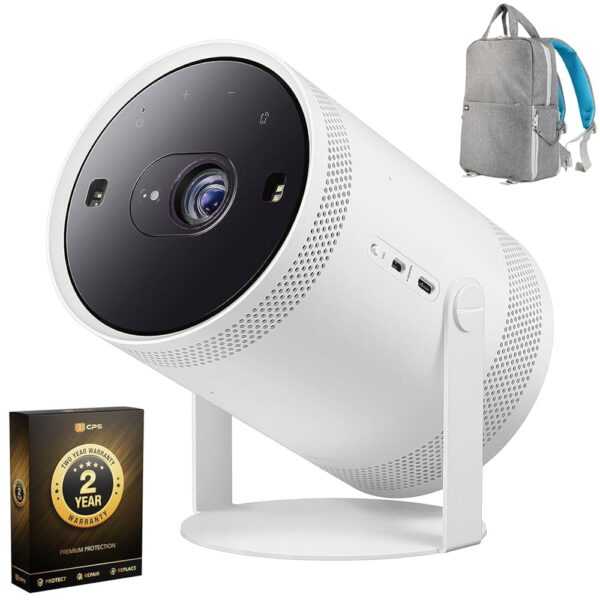 SAMSUNG SP-LFF3CLAXXZA The Freestyle Projector 2nd Gen with Gaming Hub Bundle with 2 Year CPS Enhanced Protection Pack and Deco Gear Photo/Video Camera Backpack