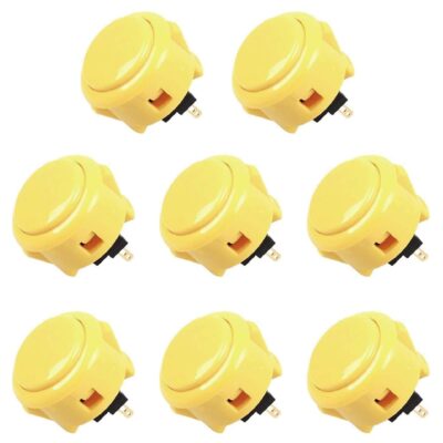 SANWA 8 pcs OBSF-30 Original Push Button 30mm – for Arcade Jamma Video Game & Arcade Joystick Games Console (Yellow) S@NWA