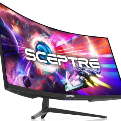 Sceptre 34-Inch Curved Ultrawide WQHD Monitor 3440 x 1440 R1500 up to 165Hz DisplayPort x2 99% sRGB 1ms Picture by Picture, Machine Black 2023 (C345B-QUT168)