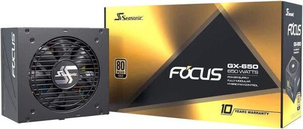 Seasonic FOCUS GX-650, 650W 80+ Gold, Full-Modular, Fan Control in Fanless, Silent, and Cooling Mode, Perfect Power Supply for Gaming and Various Application, SSR-650FX.