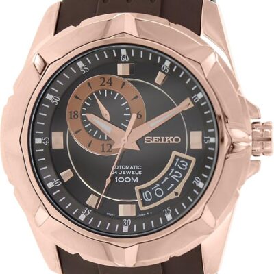 Seiko Automatic Brown Dial Brown Rubber Mens Watch SSA230K1