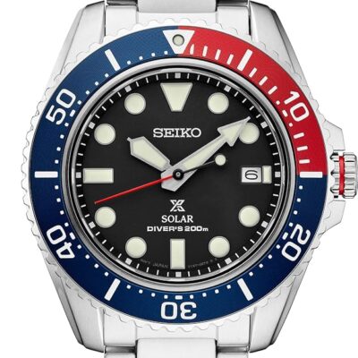 SEIKO Automatic Solar Dive Watch for Men – Prospex Collection – Black Dial with Luminous Markers – Stainless Steel – Water Resistant 200M