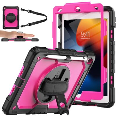 SIBEITU Case Compatible with iPad 9th/8th/7th Generation with Screen Protector Pen Holder, iPad Case 10.2 Inch, Heavy Duty Protection Cover W/Stand Hand Shoulder Strap for iPad…