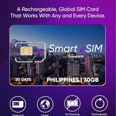 Smart eSIM Philippines (30GB, 30 Days), Rechargeable International SIM Card, Triple-Cut Prepaid SIM Card (Standard, Nano, and Micro), Convenient Top-Up