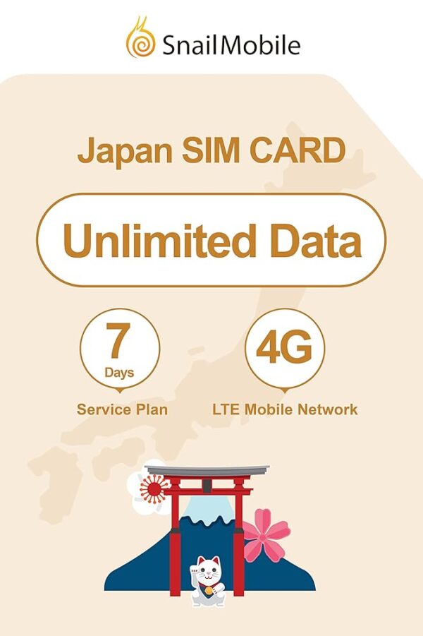 SnailMobile Japan Travel SIM Card,7 Days 4GB data 3-in-1 Prepaid SIM Card for Business Travel with Unlocked Phone