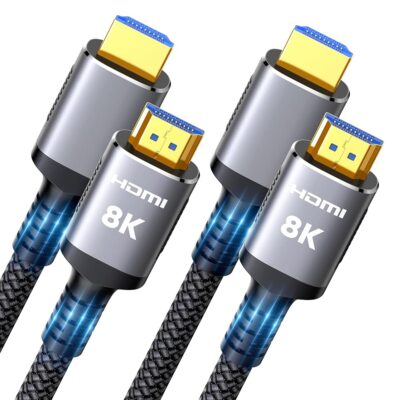 Snowkids 8K HDMI Cable 2.1 15FT 2-Pack, 48Gbps 8K & 4K Ultra High Speed Cord (8K@60Hz 7680×4320, 4K@120Hz) eARC HDR10 HDCP 2.2 & 2.3 3D, Compatible for PS5/PS4/X-Box/Roku TV (Grey)