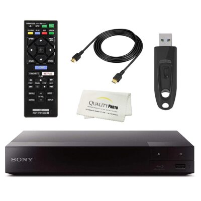 Sony 4K Upscaling 3D Streaming Blu-ray DVD Player Built in Wi-Fi – Remote Control – High Speed 6 Foot 4K HDMI Cable – Ultra USB Flash Drive 64GB (BDP-S6700)…