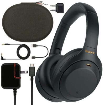 Sony WH-1000XM4 Wireless Noise-Canceling Over-Ear Headphones (Black WH1000XM4/B) Bundle + Wall Charger with USB Type-C Cable