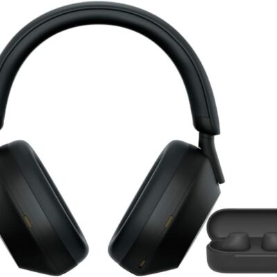 Sony WH-1000XM5 Wireless Noise Canceling Over-Ear Headphones (Black) Bundle Truly Wireless Earbuds with Up to 11 Hours Battery Life (Black) (2 Items)