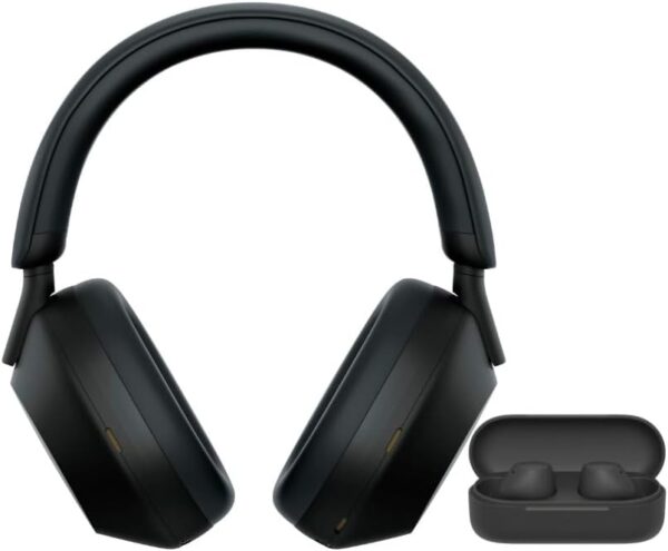 Sony WH-1000XM5 Wireless Noise Canceling Over-Ear Headphones (Black) Bundle Truly Wireless Earbuds with Up to 11 Hours Battery Life (Black) (2 Items)