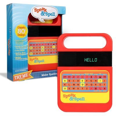 Speak & Spell Electronic Game – Educational Learning Toy, Spelling Games, 80s Retro Handheld Arcade, Autism Toys, Activity for Boys, Girls, Toddler, Ages 7+