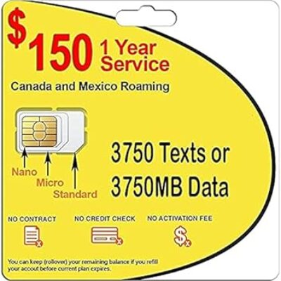 Speedtalk Mobile 1 Year Prepaid SIM Card for 4G GSM Devices – Rollover 3750 Text (SMS) or Data (MB)