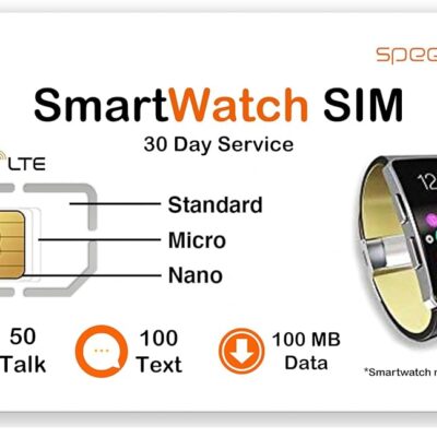 SpeedTalk Mobile $5 Smart Watch SIM Card Kit for 5G 4G LTE GSM Smartwatches Activity Fitness Wearables | Preloaded 3 in 1 Simcard – Standard Micro Nano | No Contract | USA…