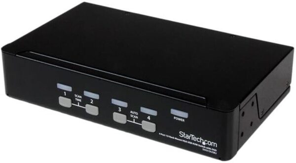 StarTech.com 4-Port USB KVM Swith with OSD - TAA Compliant - 1U Rack Mountable VGA KVM Switch (SV431DUSBU), Black