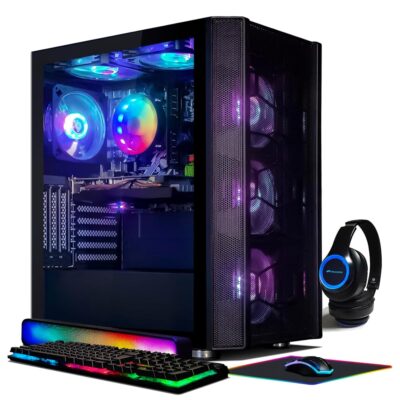 STGAubron Gaming PC Computer Desktop, GeForce RTX 3060 12G, Intel Core i7 up to 3.9G, 32G Ram, 1TB SSD, WiFi, BT 5.0, RGB Fan x6, RGB Mouse Pad, RGB BT Sound Bar, RGB BT Gaming…