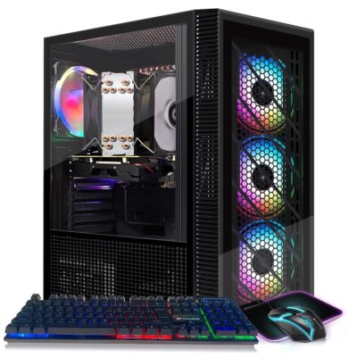 STGAubron Gaming PC Computer Desktop, RX 550 4GB, Intel i7 Xeon E5 2.8GHz, 16GB RAM, 512GB SSD, WiFi, BT 5.0, Windows 10 Home, RGB Fan x4, RGB Mouse Pad, Gaming Computer Tower…