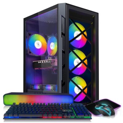 STGAubron Gaming PC Desktop, GeForce GTX 1660 Super 6G GDDR6, Intel Core i7 3.4G up to 3.9G, 16G RAM, 512G SSD, 600M WiFi, BT 5.0, RGB Fan x 6, RGB Mouse Pad, RGB BT Sound Bar,…