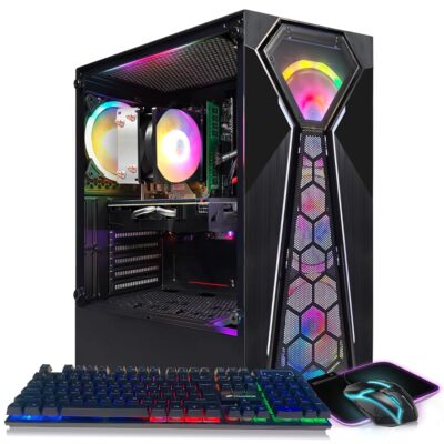 STGAubron Prebuilt Gaming PC, Radeon RX 580 8G GDDR5, AMD Athlon 3000G 3.5G,16G RAM, 512G SSD, 600M WiFi, BT 5.0, RGB Fan x 4, RGB Mouse Pad, Windows 11 Home