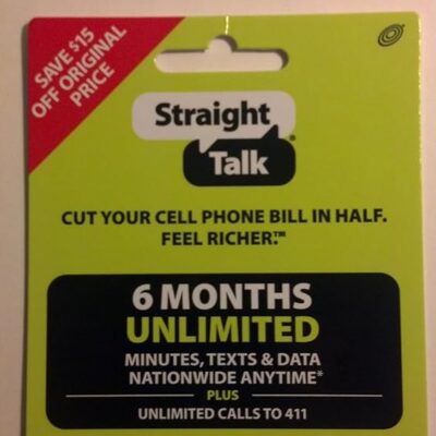 Straight Talk 6 Months Unlimited Refill/Service Card (Mail Delivery)