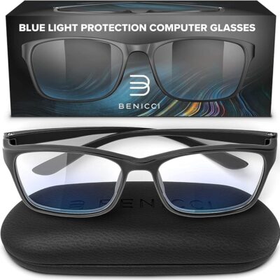 Stylish Blue Light Blocking Glasses for Women or Men – Ease Computer and Digital Eye Strain, Dry Eyes, Headaches and Blurry Vision – Instantly Blocks Glare from Computers and…