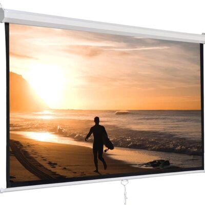 SUPER DEAL 120” Projector Screen Projection Screen Manual Pull Down HD Screen 1:1 Format for Home Cinema Theater Presentation Education Outdoor Indoor Public Display