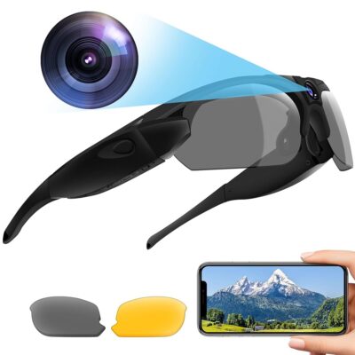 Superior Camera Glasses, WiFi Video Glasses HD 1080P, Camera Sports Sunglasses with Polarized UV380 Lens for Climbing, Cycling, Camping, Running, Traveling