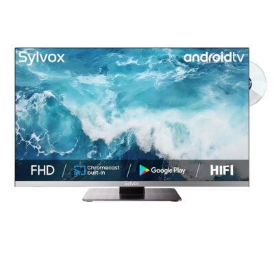 SYLVOX 12 Volt TV, 22″ Smart TV with DVD Player Built in, 1080P Android TV with Google Play, ATSC NTSC WiFi Bluetooth HDMI USB, AC/DC Powered, 12V TV for RV Camper Boat Coastal…