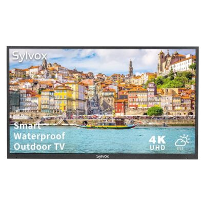 SYLVOX 55 inch Outdoor TV, Outdoor Smart Television Compatible with Google TV, 4K UHD Waterproof Built-in Dual Speakers Support Bluetooth & WiFi, 1000nits Suitable for Partial…