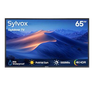 SYLVOX 65 inch Partial Sun Outdoor TV, IP66 Waterproof Outdoor TV with 1000nits Brightness & 4K Picture, 24/7 Operation, RS232, ATSC & NTSC, WiFi & Bluetooth Weatherproof TV for…