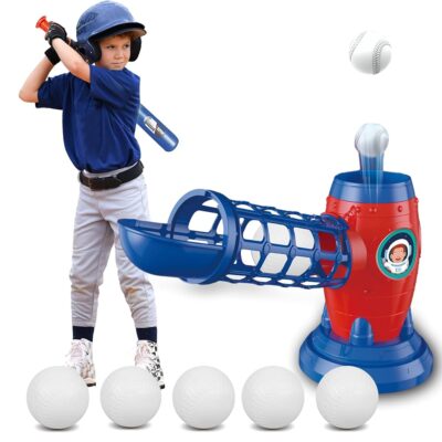 T Ball Sets for Kids 3-5 5-8, Kids Baseball Toys with 5 Balls/RC Pitching Machine/Adjustable Batting Tee, Sports & Outdoor Toys for Toddlers Boys & Girls, Tball Games for Kids…