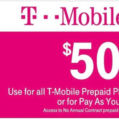 T-mobile $50 Prepaid Refill Card Monthly Plan / Pay As You Go No Annual Contract (Mail Delivery)